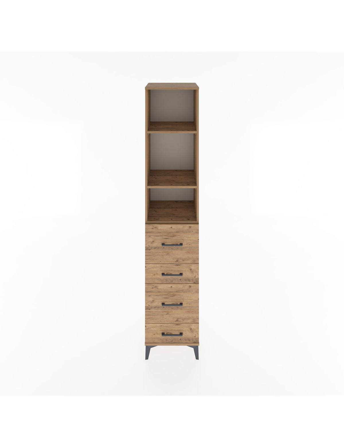 Hyperion Dolap 3 Raflı 4 Çekmeceli 44x44x221 Çam-Çam