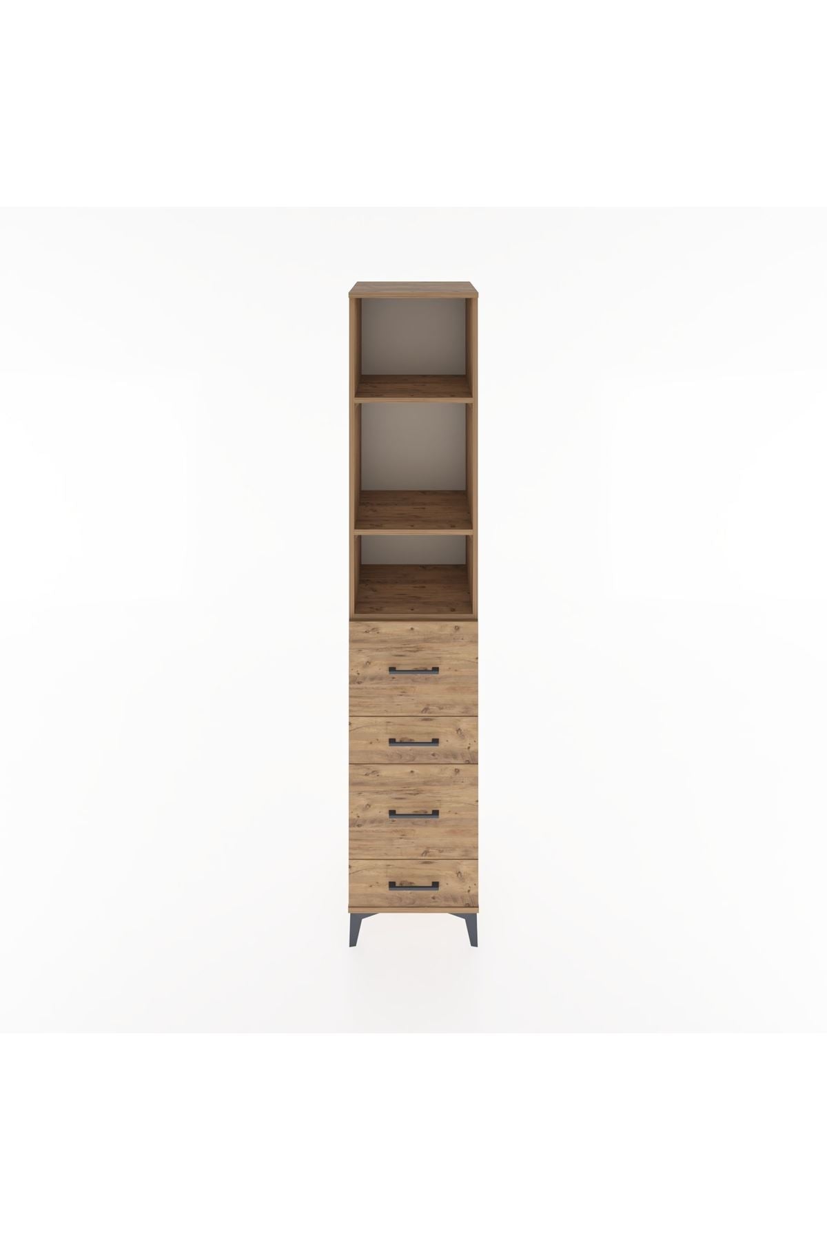 Hyperion Dolap 3 Raflı 4 Çekmeceli 44x44x221 Çam-Çam