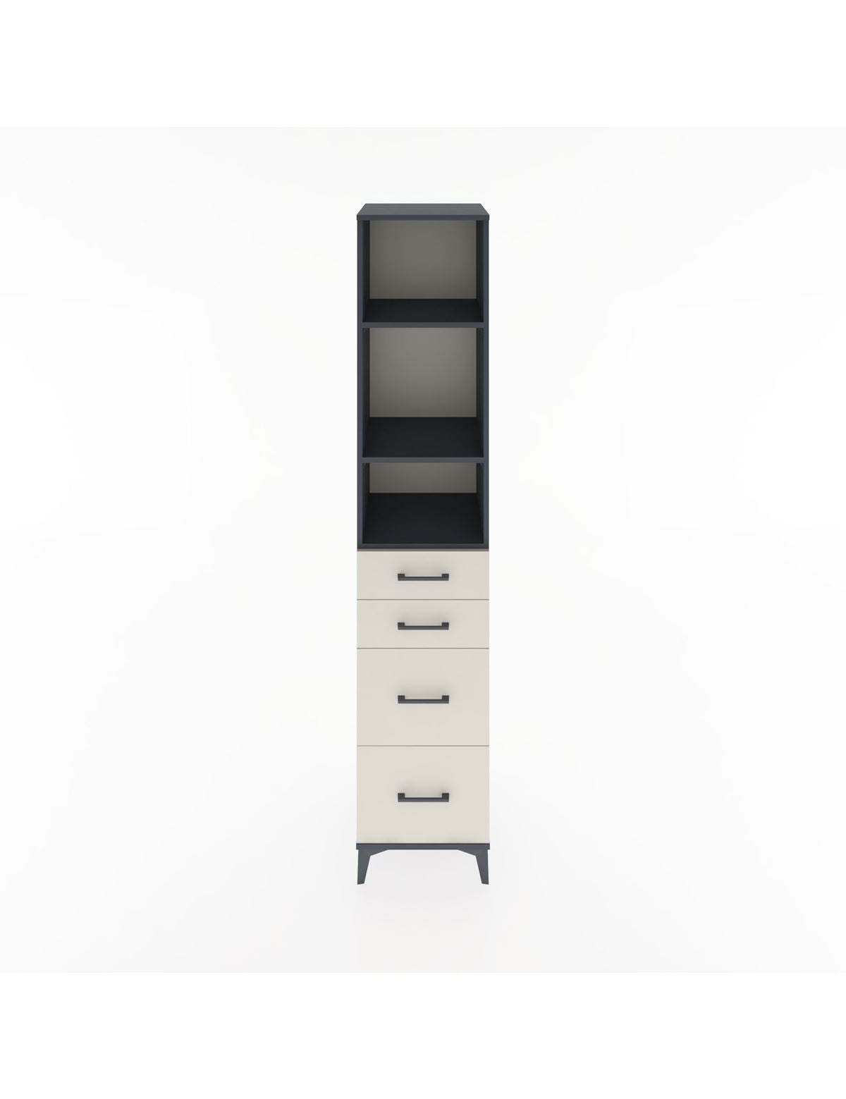 Hyperion Dolap 3 Raflı 4 Çekmeceli 44x44x221 Antrasit-Aytaşı