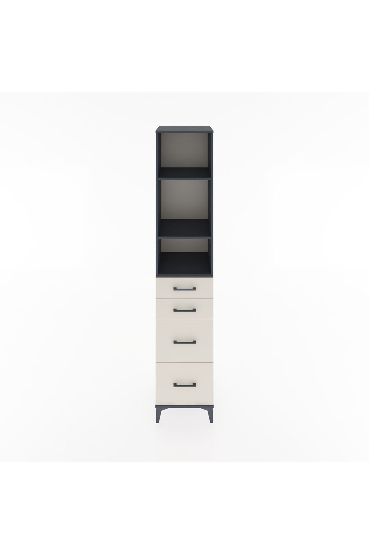 Hyperion Dolap 3 Raflı 4 Çekmeceli 44x44x221 Antrasit-Aytaşı