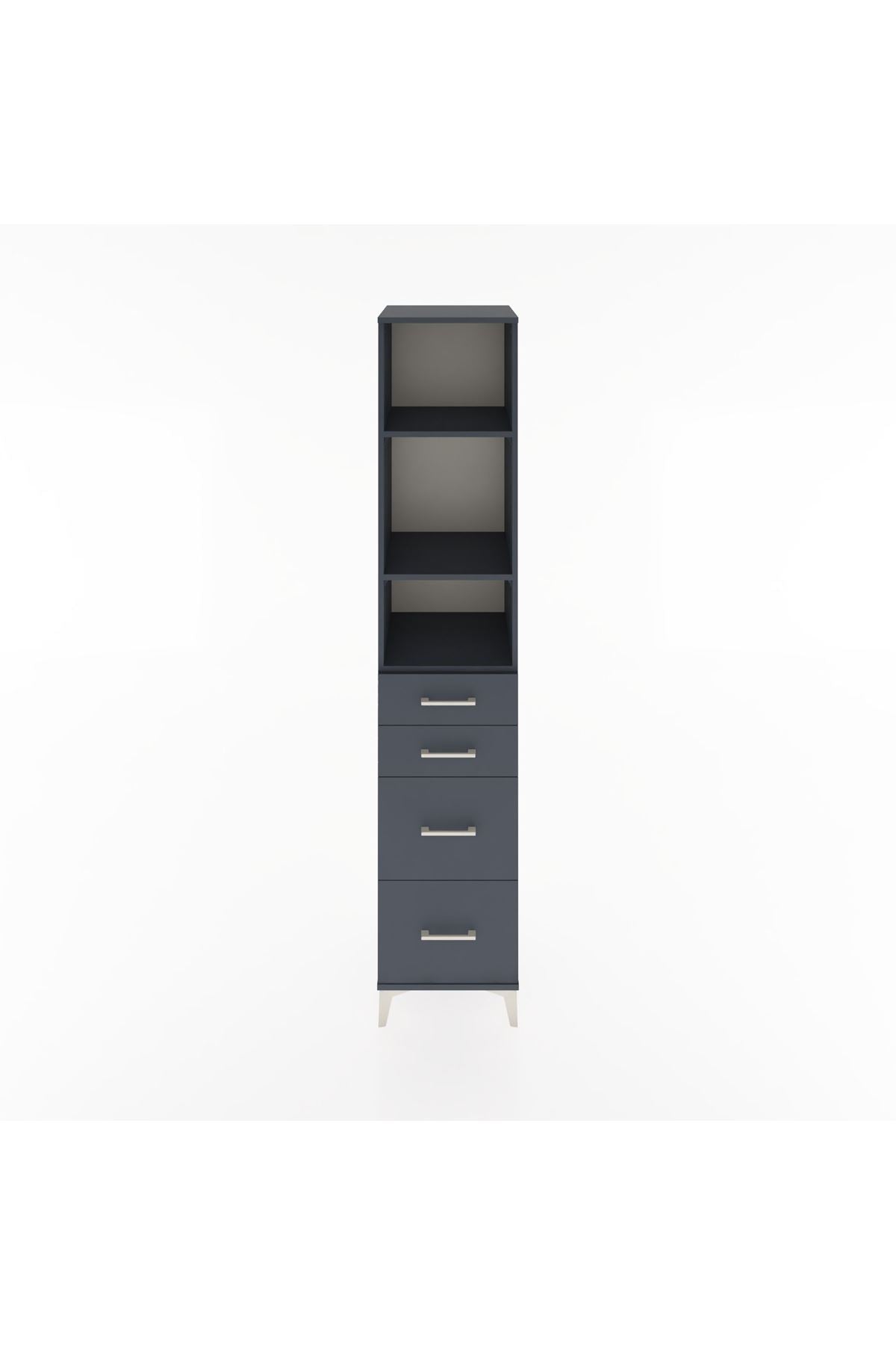 Hyperion Dolap 3 Raflı 4 Çekmeceli 44x44x221 Antrasit-Antrasit