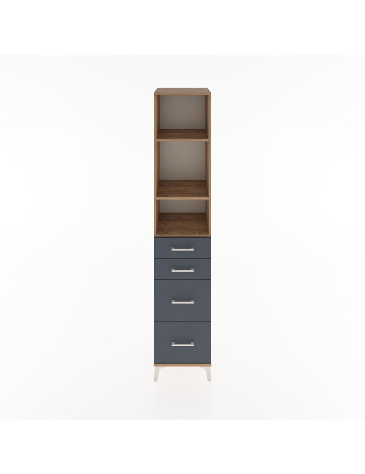 Hyperion Dolap 3 Raflı 4 Çekmeceli 44x44x221 Çam-Antrasit