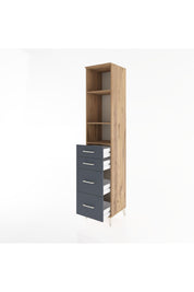 Hyperion Dolap 3 Raflı 4 Çekmeceli 44x44x221 Çam-Antrasit