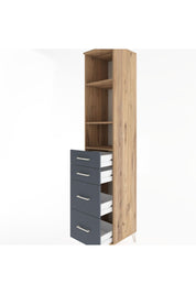 Hyperion Dolap 3 Raflı 4 Çekmeceli 44x44x221 Çam-Antrasit