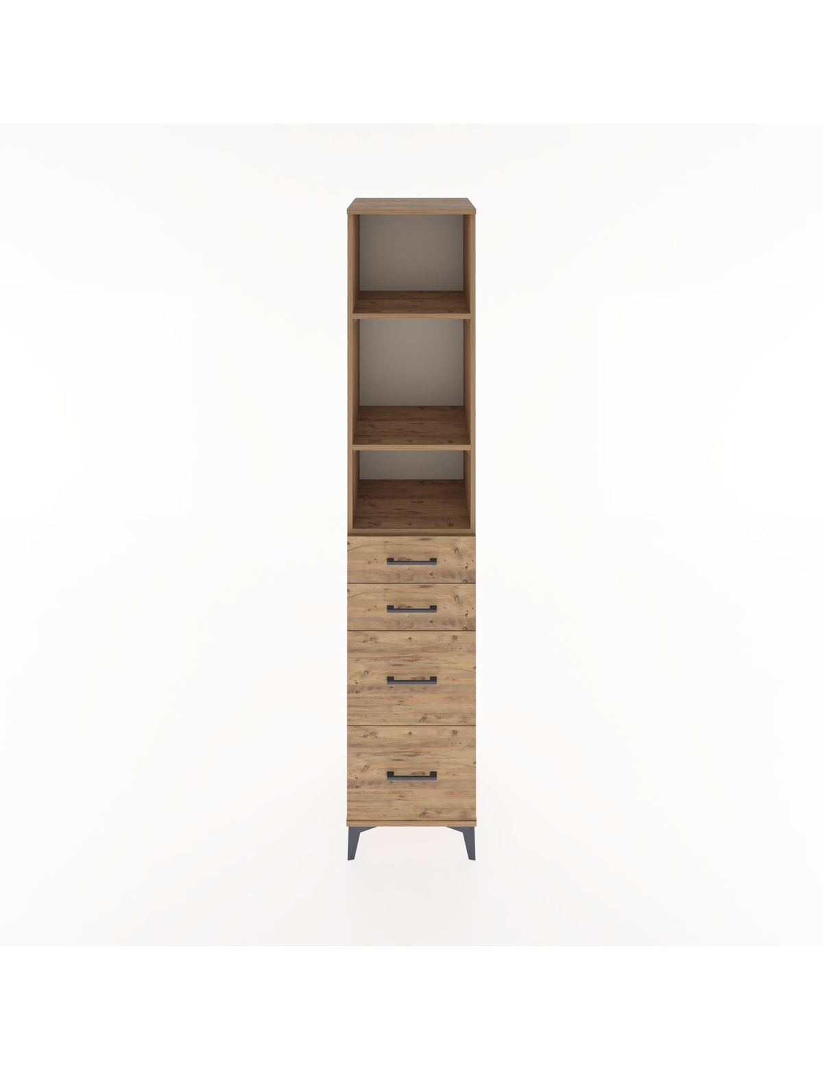 Hyperion Dolap 3 Raflı 4 Çekmeceli 44x44x221 Çam-Çam