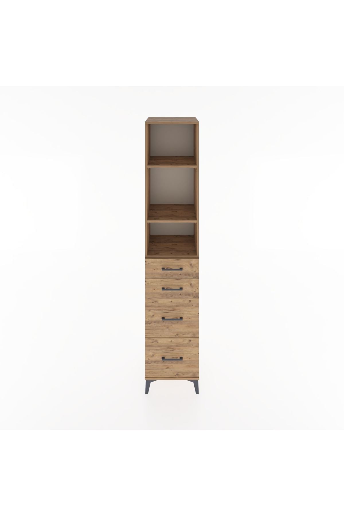 Hyperion Dolap 3 Raflı 4 Çekmeceli 44x44x221 Çam-Çam