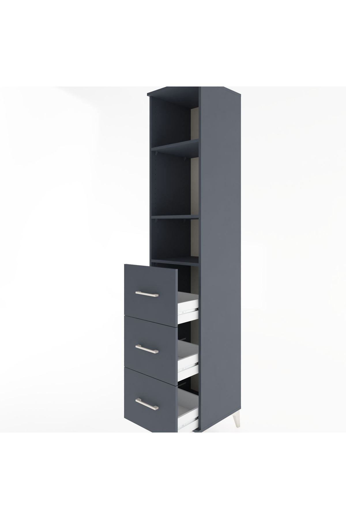 Hyperion Dolap 3 Raflı 3 Çekmeceli 44x44x221 Antrasit-Antrasit