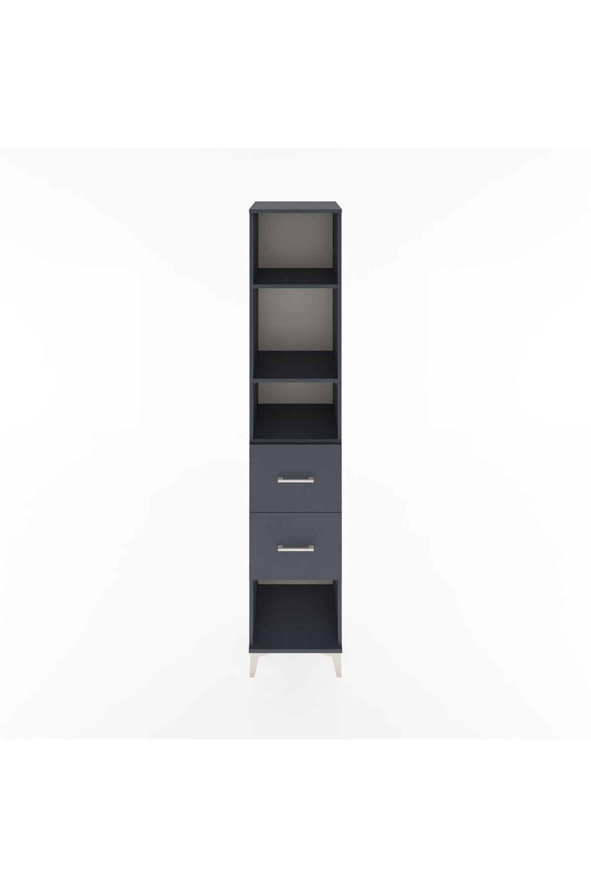 Hyperion Dolap 3 Raflı 2 Çekmeceli 44x44x221 Antrasit-Antrasit