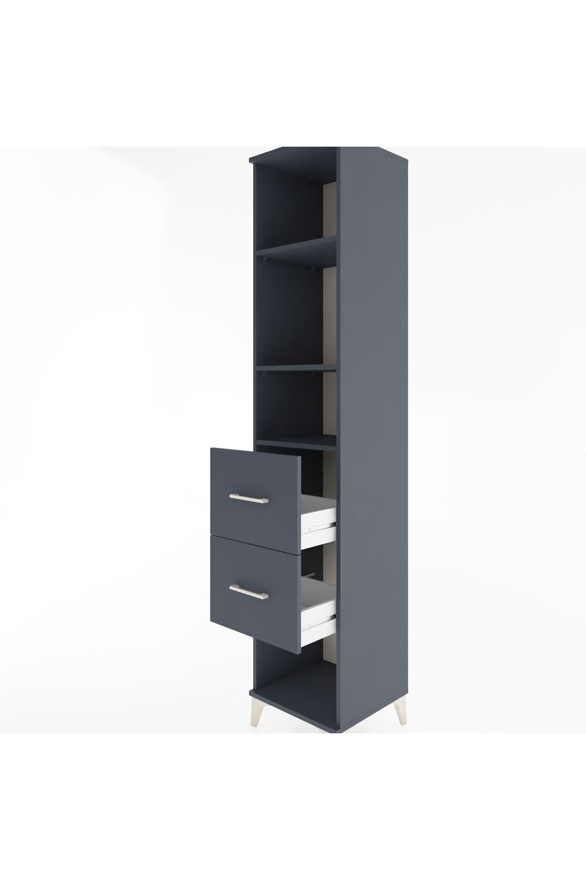 Hyperion Dolap 3 Raflı 2 Çekmeceli 44x44x221 Antrasit-Antrasit