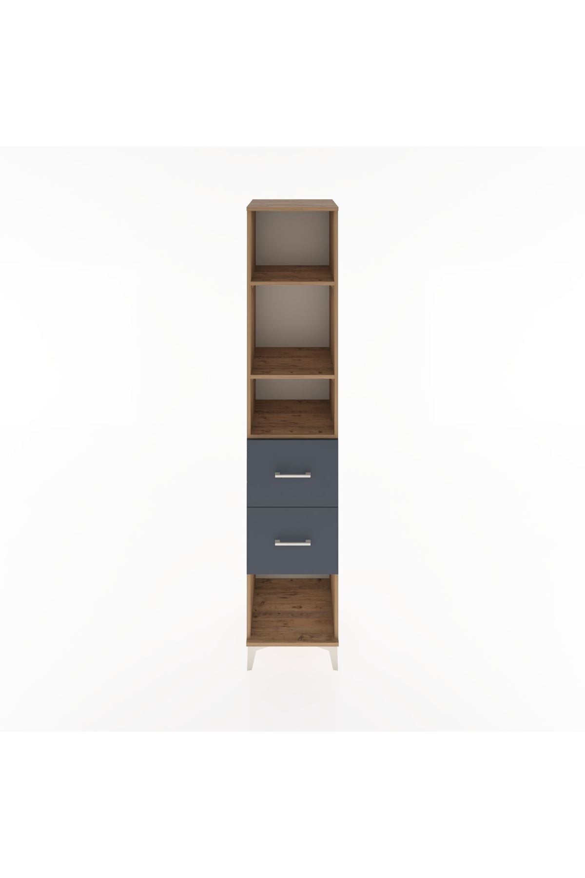 Hyperion Dolap 3 Raflı 2 Çekmeceli 44x44x221 Çam-Antrasit