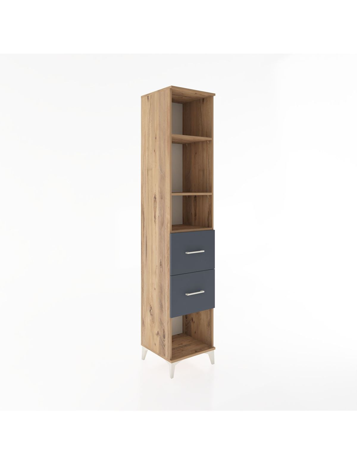 Hyperion Dolap 3 Raflı 2 Çekmeceli 44x44x221 Çam-Antrasit