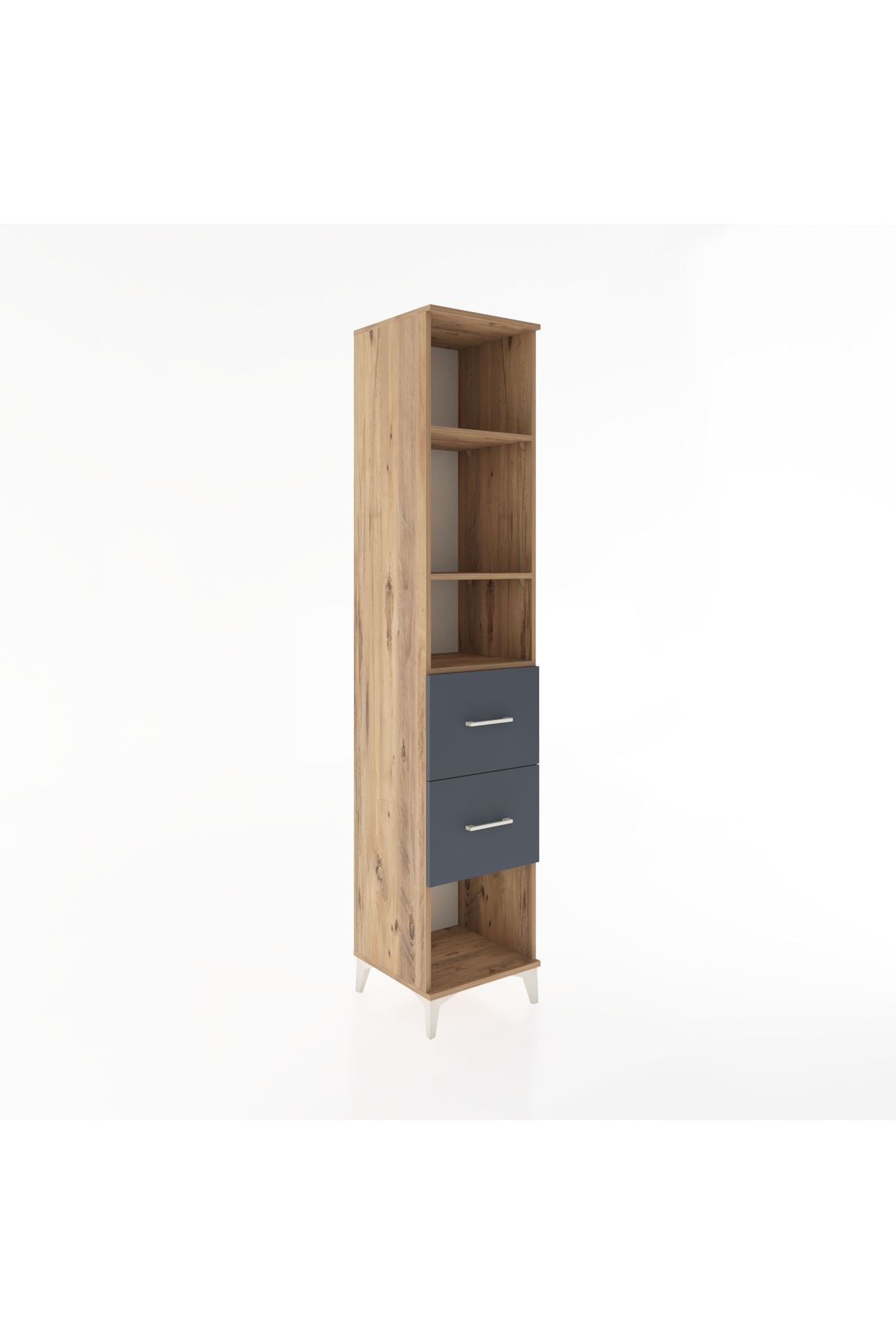 Hyperion Dolap 3 Raflı 2 Çekmeceli 44x44x221 Çam-Antrasit