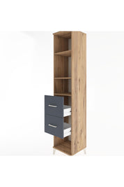 Hyperion Dolap 3 Raflı 2 Çekmeceli 44x44x221 Çam-Antrasit