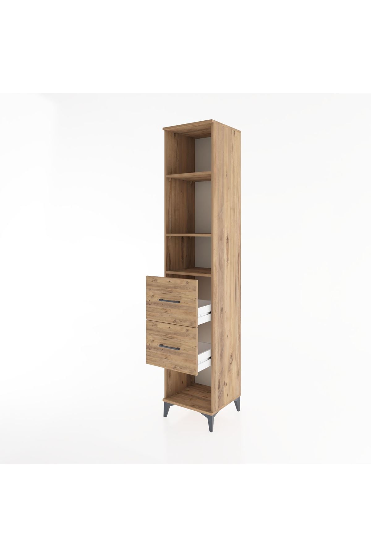 Hyperion Dolap 3 Raflı 2 Çekmeceli 44x44x221 Çam-Çam