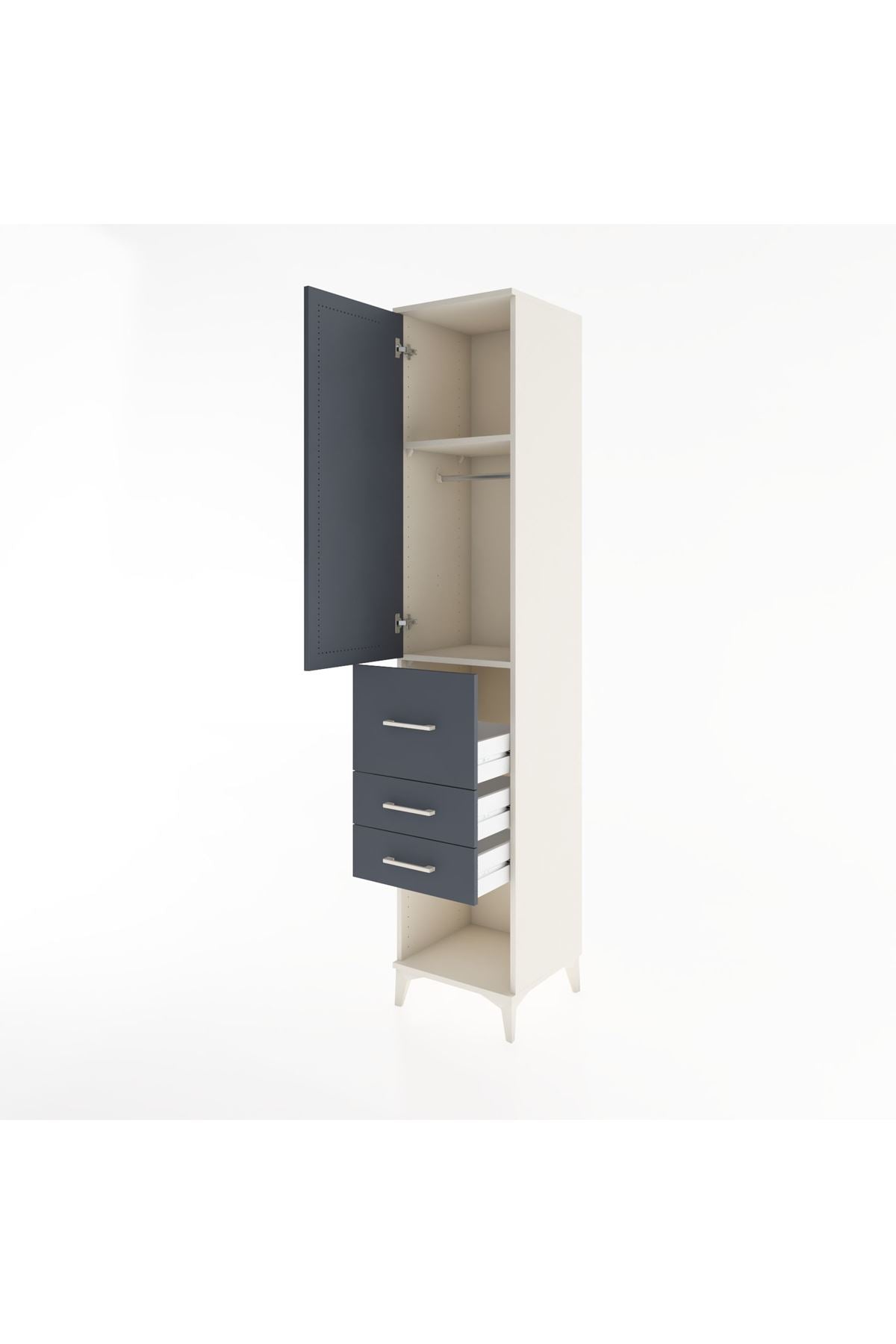 Hyperion Dolap 2 Raflı 3 Çekmeceli Tek Askılı 44x44x221 Aytaşı-Antrasit