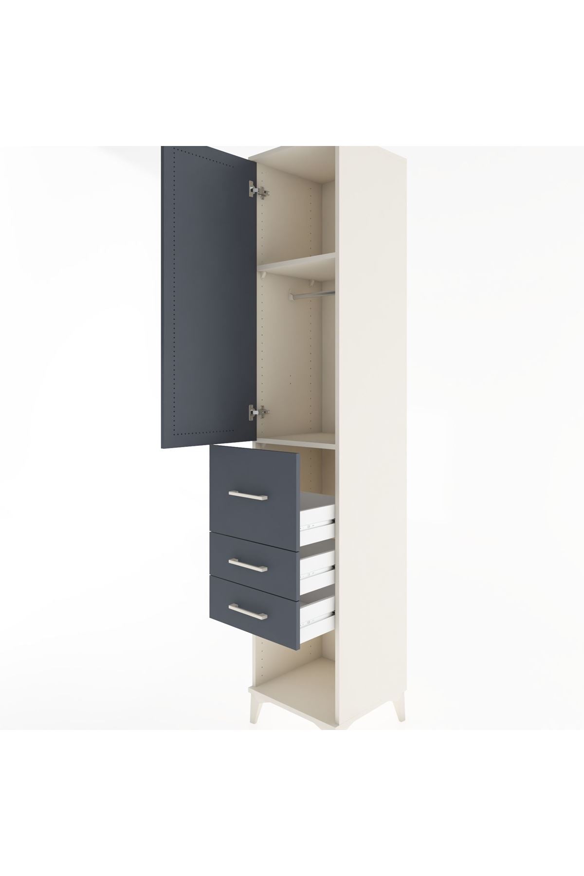 Hyperion Dolap 2 Raflı 3 Çekmeceli Tek Askılı 44x44x221 Aytaşı-Antrasit