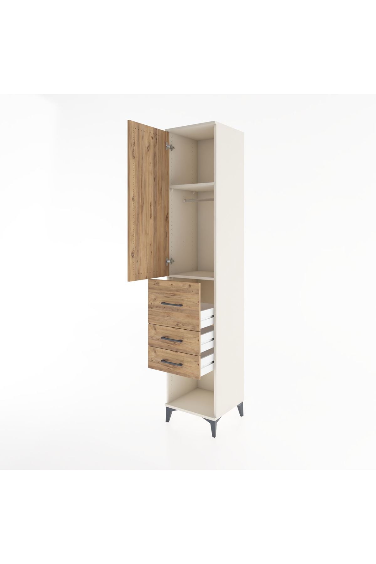 Hyperion Dolap 2 Raflı 3 Çekmeceli Tek Askılı 44x44x221 Aytaşı-Çam