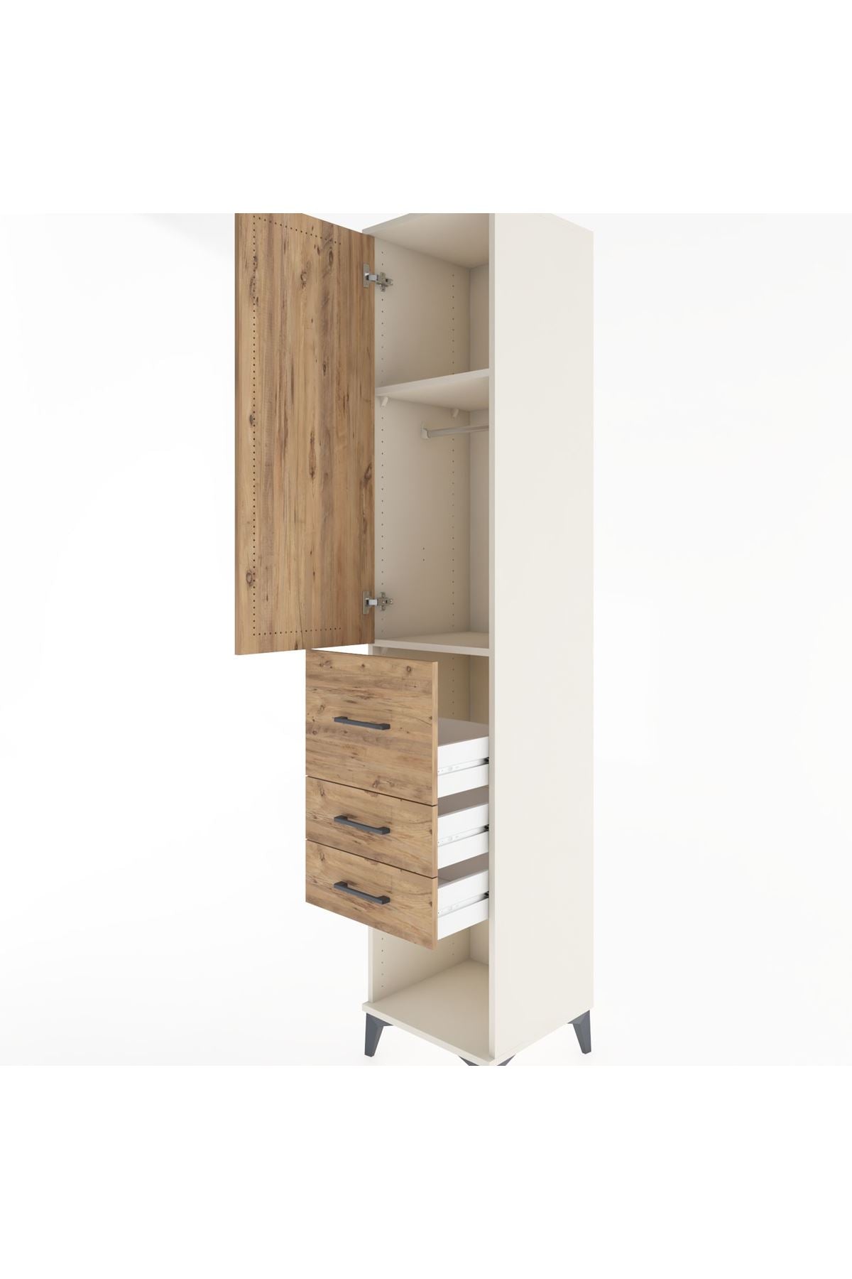 Hyperion Dolap 2 Raflı 3 Çekmeceli Tek Askılı 44x44x221 Aytaşı-Çam