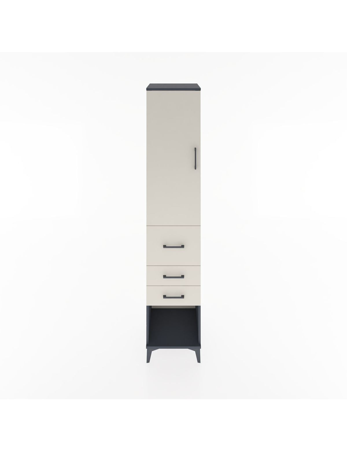 Hyperion Dolap 2 Raflı 3 Çekmeceli Tek Askılı 44x44x221 Antrasit-Aytaşı