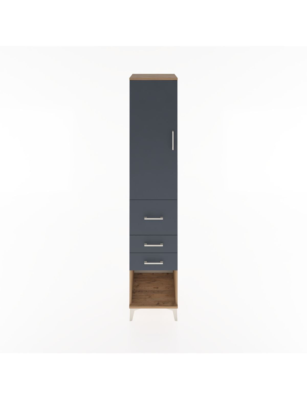 Hyperion Dolap 2 Raflı 3 Çekmeceli Tek Askılı 44x44x221 Çam-Antrasit