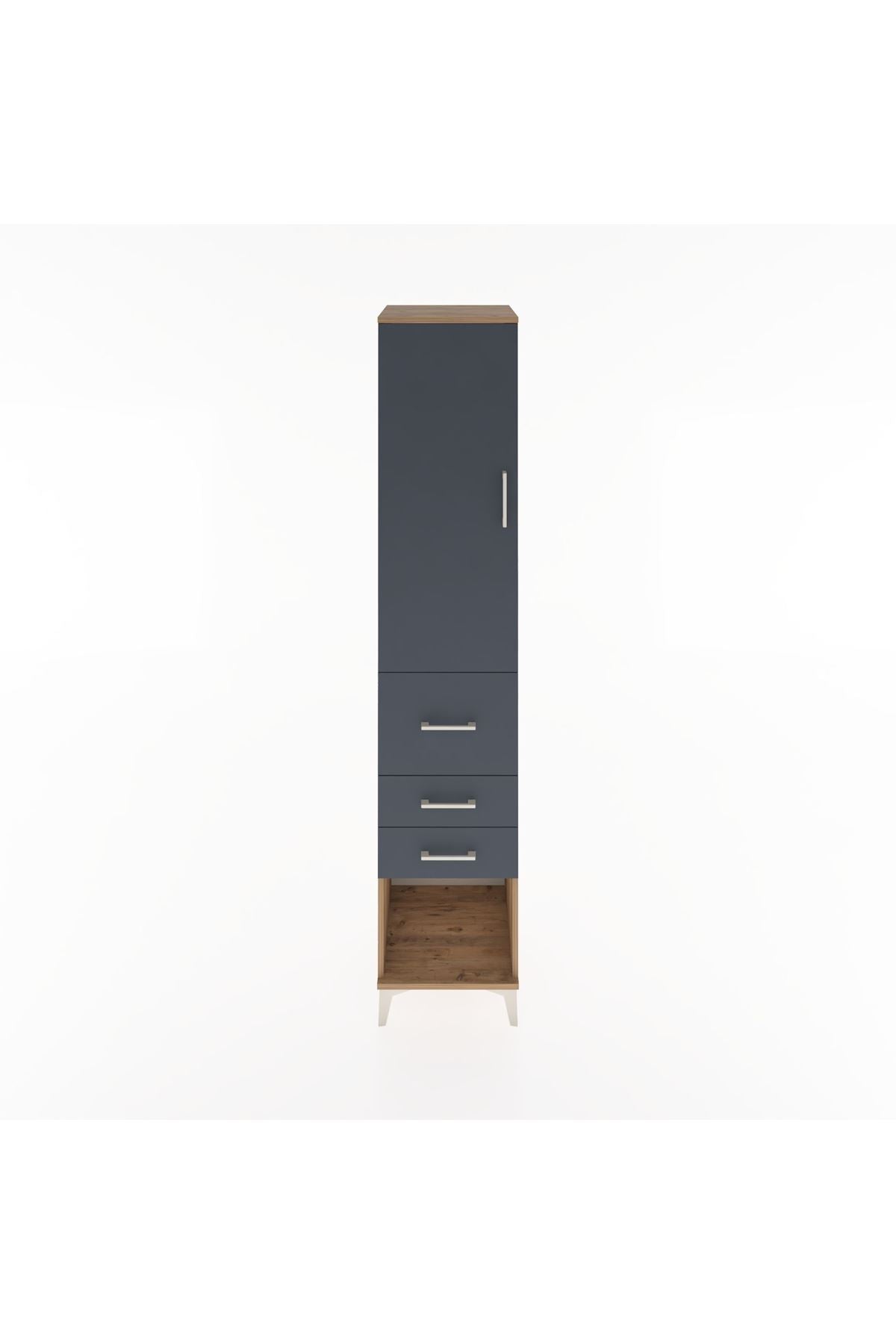 Hyperion Dolap 2 Raflı 3 Çekmeceli Tek Askılı 44x44x221 Çam-Antrasit