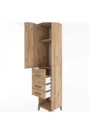 Hyperion Dolap 2 Raflı 3 Çekmeceli Tek Askılı 44x44x221 Çam-Çam