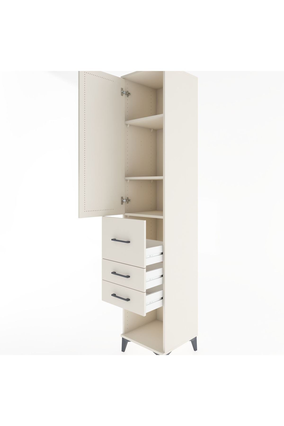 Hyperion Dolap 3 Raflı 3 Çekmeceli Tek Kapaklı 44x44x221 Aytaşı-Aytaşı