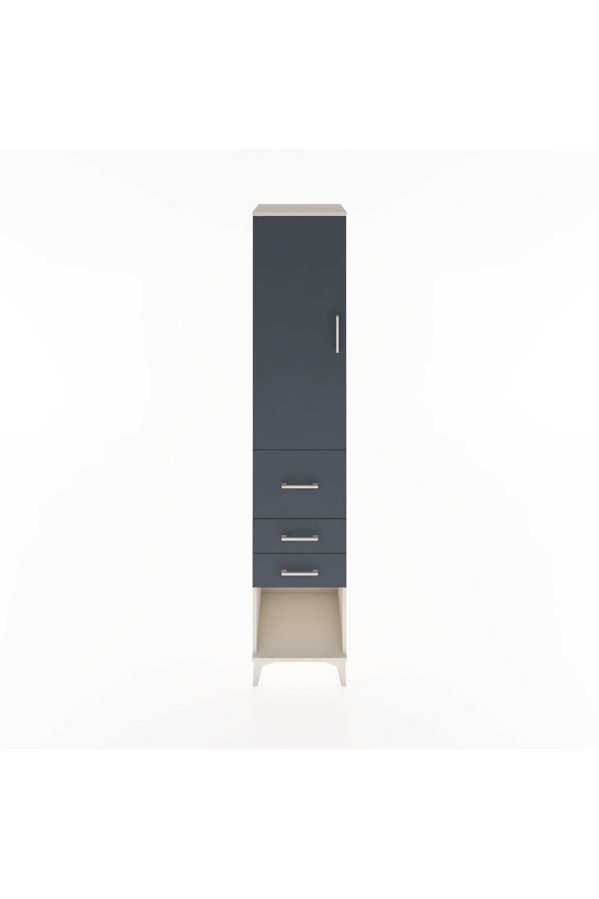 Hyperion Dolap 3 Raflı 3 Çekmeceli Tek Kapaklı 44x44x221 Aytaşı-Antrasit