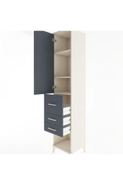 Hyperion Dolap 3 Raflı 3 Çekmeceli Tek Kapaklı 44x44x221 Aytaşı-Antrasit