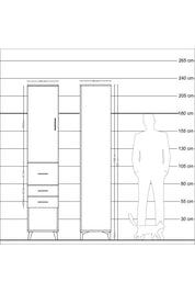 Hyperion Dolap 3 Raflı 3 Çekmeceli Tek Kapaklı 44x44x221 Aytaşı-Antrasit