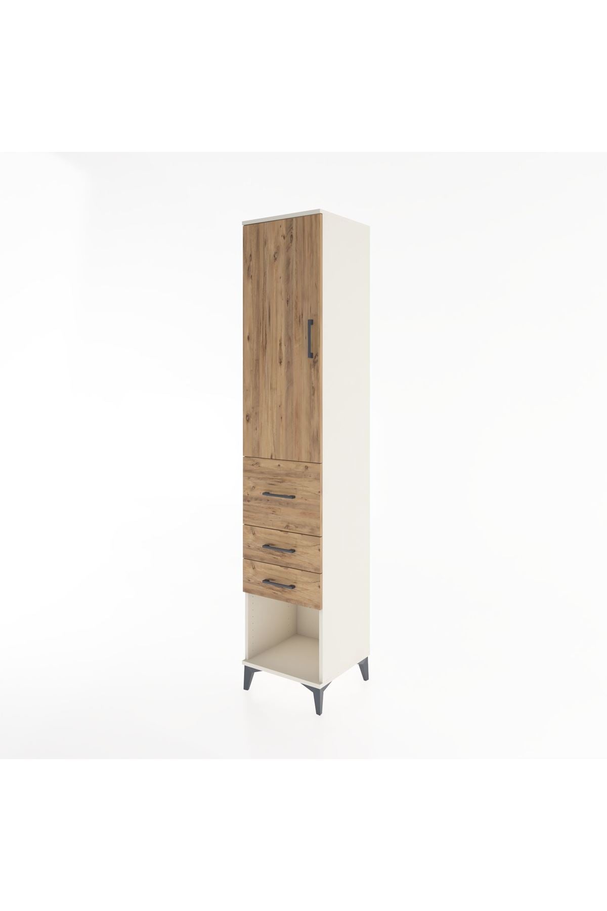 Hyperion Dolap 3 Raflı 3 Çekmeceli Tek Kapaklı 44x44x221 Aytaşı-Çam