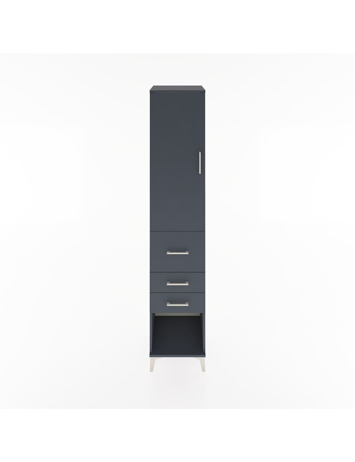 Hyperion Dolap 3 Raflı 3 Çekmeceli Tek Kapaklı 44x44x221 Antrasit-Antrasit