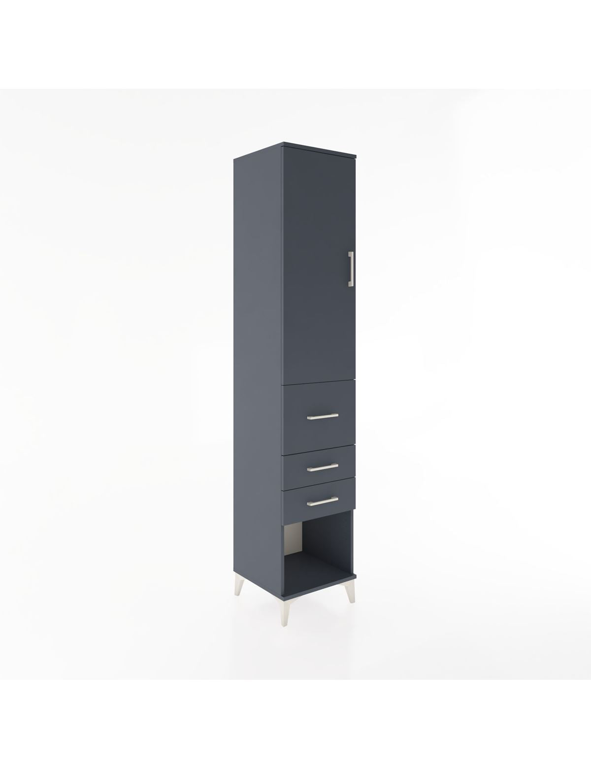 Hyperion Dolap 3 Raflı 3 Çekmeceli Tek Kapaklı 44x44x221 Antrasit-Antrasit