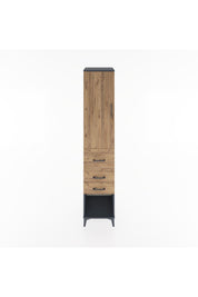 Hyperion Dolap 3 Raflı 3 Çekmeceli Tek Kapaklı 44x44x221 Antrasit-Çam