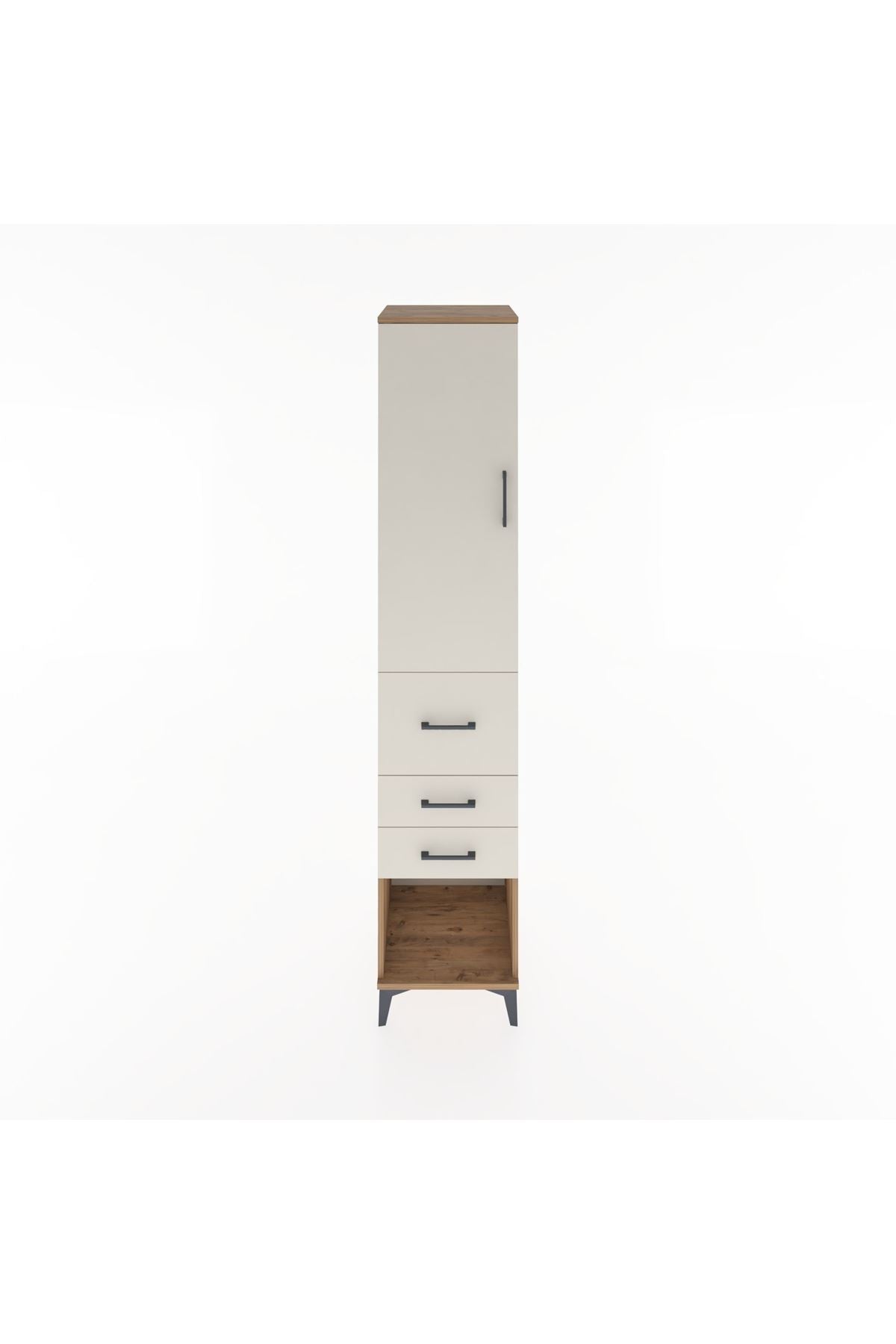 Hyperion Dolap 3 Raflı 3 Çekmeceli Tek Kapaklı 44x44x221 Çam-Aytaşı