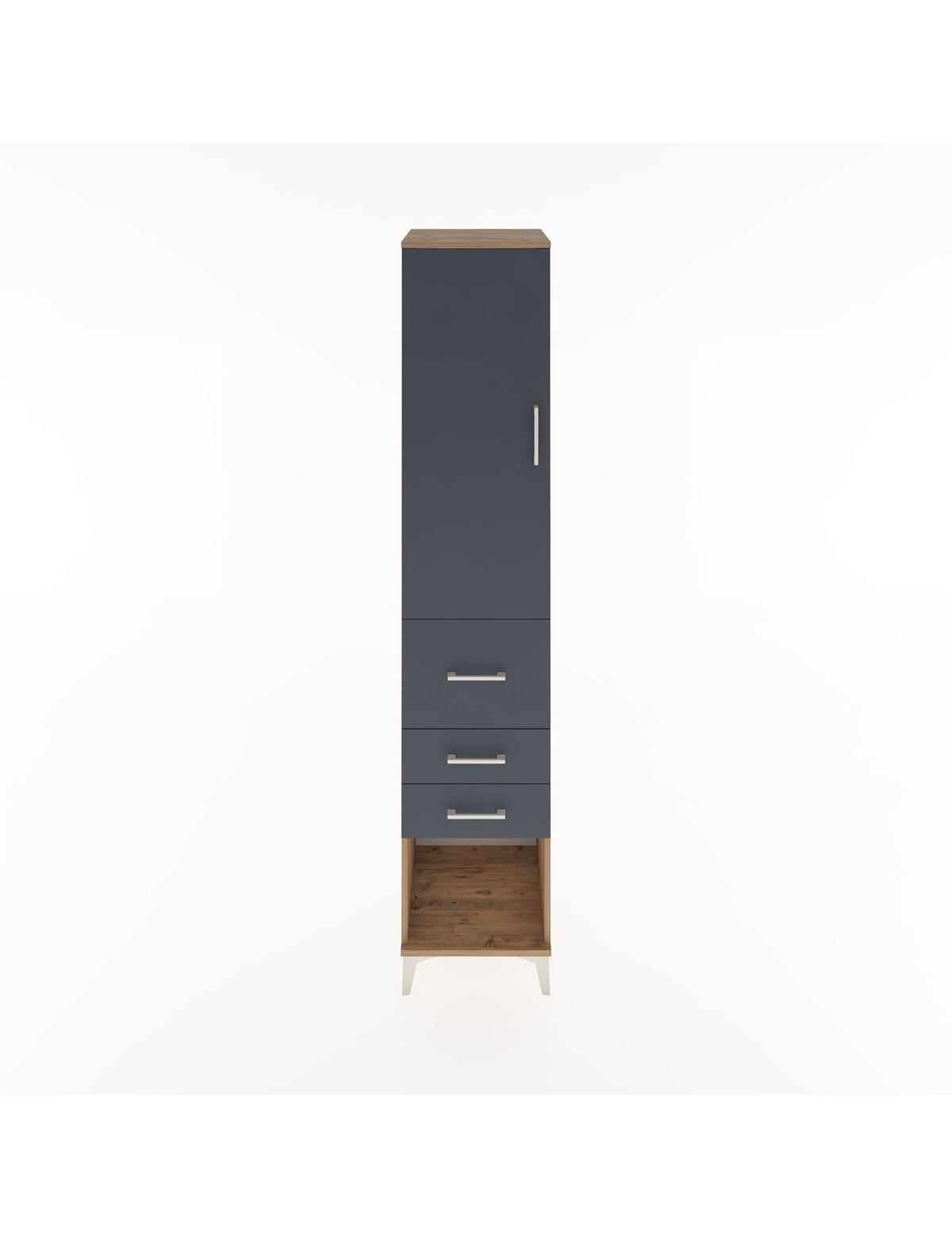 Hyperion Dolap 3 Raflı 3 Çekmeceli Tek Kapaklı 44x44x221 Çam-Antrasit