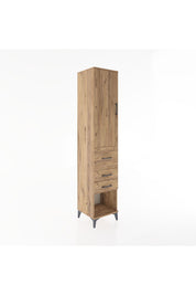 Hyperion Dolap 3 Raflı 3 Çekmeceli Tek Kapaklı 44x44x221 Çam-Çam