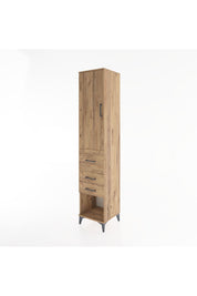 Hyperion Dolap 3 Raflı 3 Çekmeceli Tek Kapaklı 44x44x221 Çam-Çam