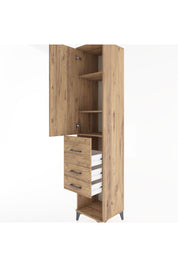 Hyperion Dolap 3 Raflı 3 Çekmeceli Tek Kapaklı 44x44x221 Çam-Çam