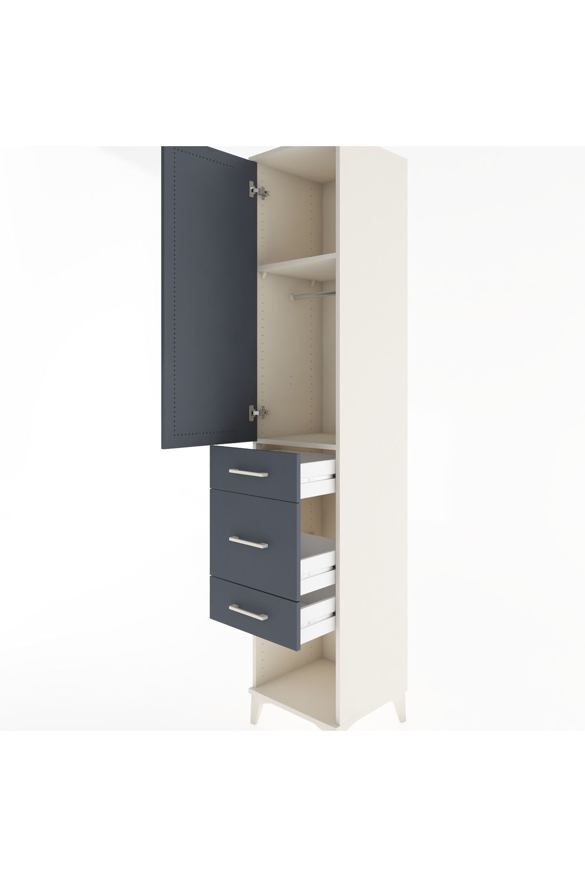 Hyperion Dolap 2 Raflı 3 Çekmeceli Tek Askılı 44x44x221 Aytaşı-Antrasit