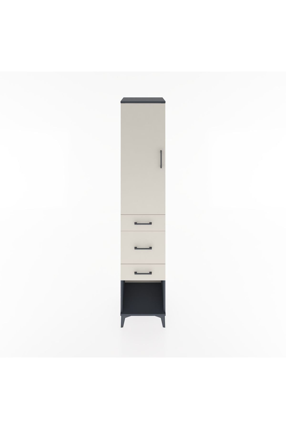 Hyperion Dolap 2 Raflı 3 Çekmeceli Tek Askılı 44x44x221 Antrasit-Aytaşı