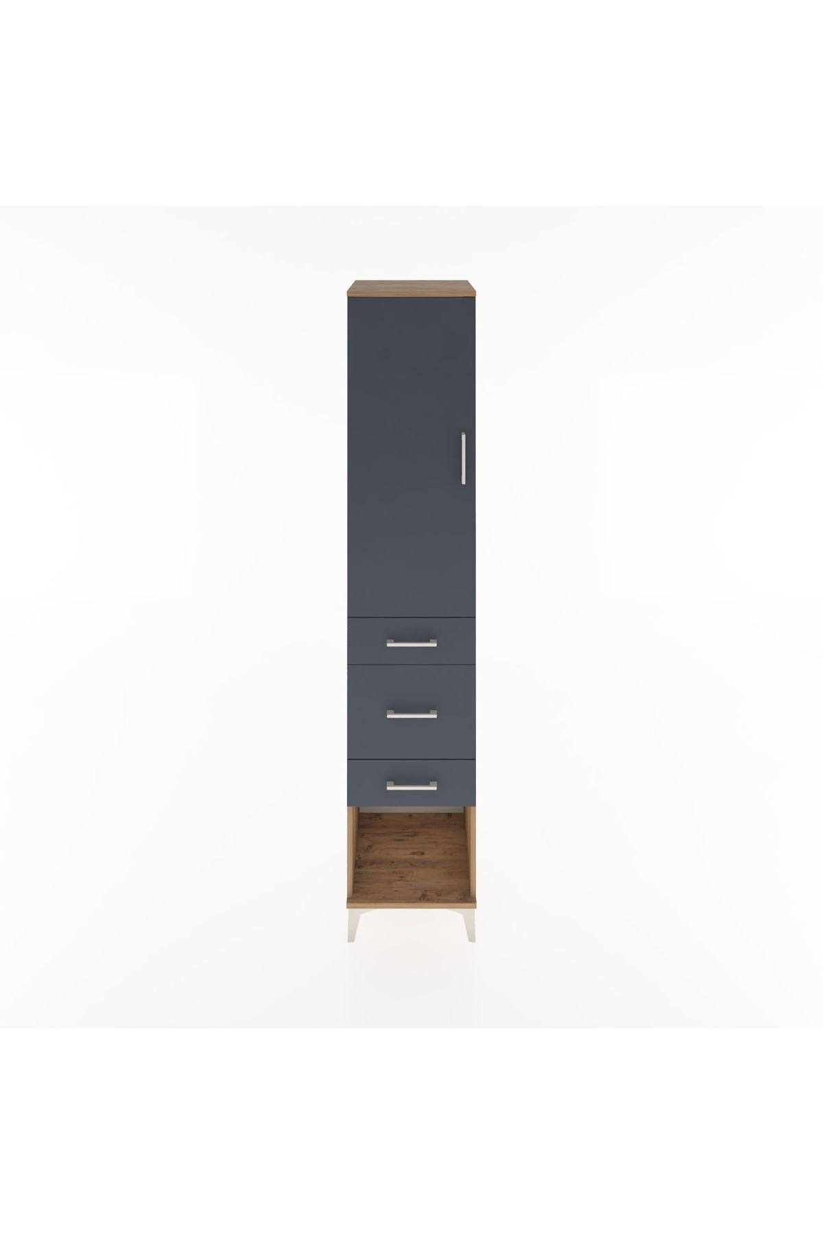 Hyperion Dolap 2 Raflı 3 Çekmeceli Tek Askılı 44x44x221 Çam-Antrasit