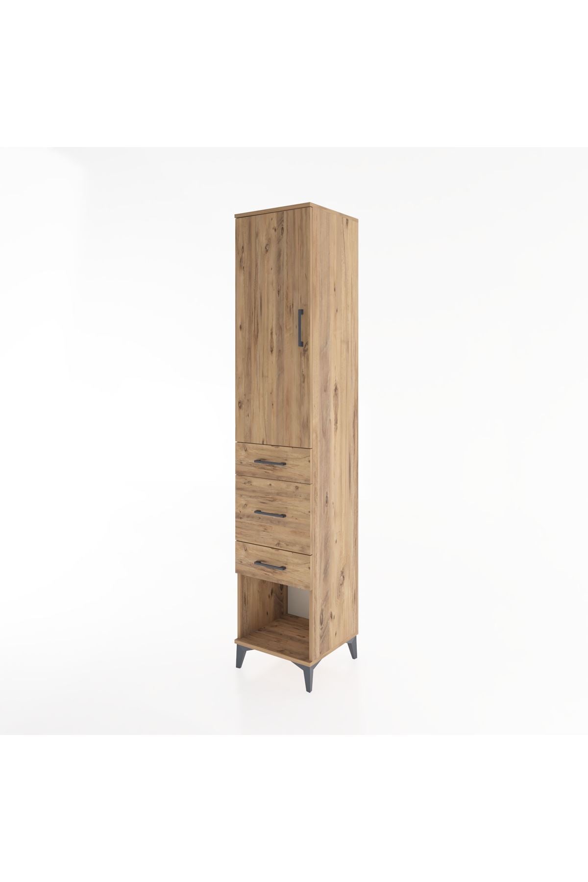 Hyperion Dolap 2 Raflı 3 Çekmeceli Tek Askılı 44x44x221 Çam-Çam