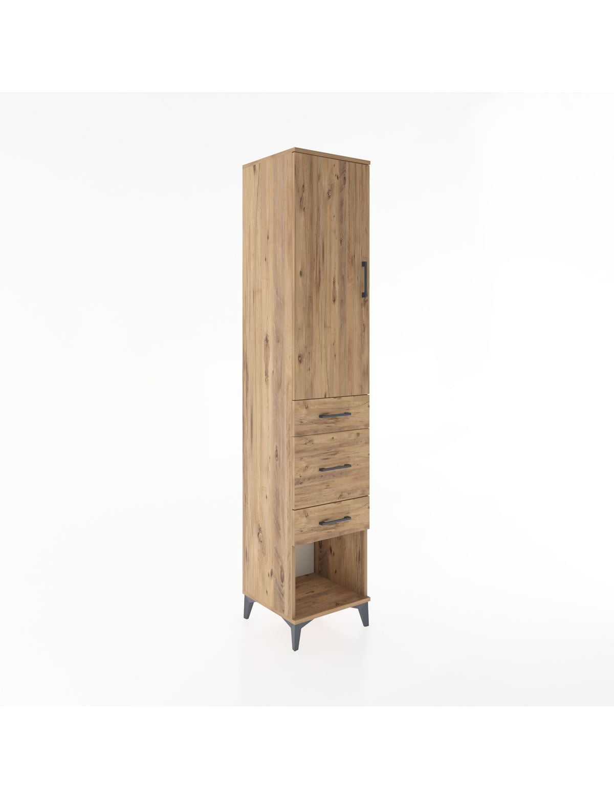 Hyperion Dolap 2 Raflı 3 Çekmeceli Tek Askılı 44x44x221 Çam-Çam