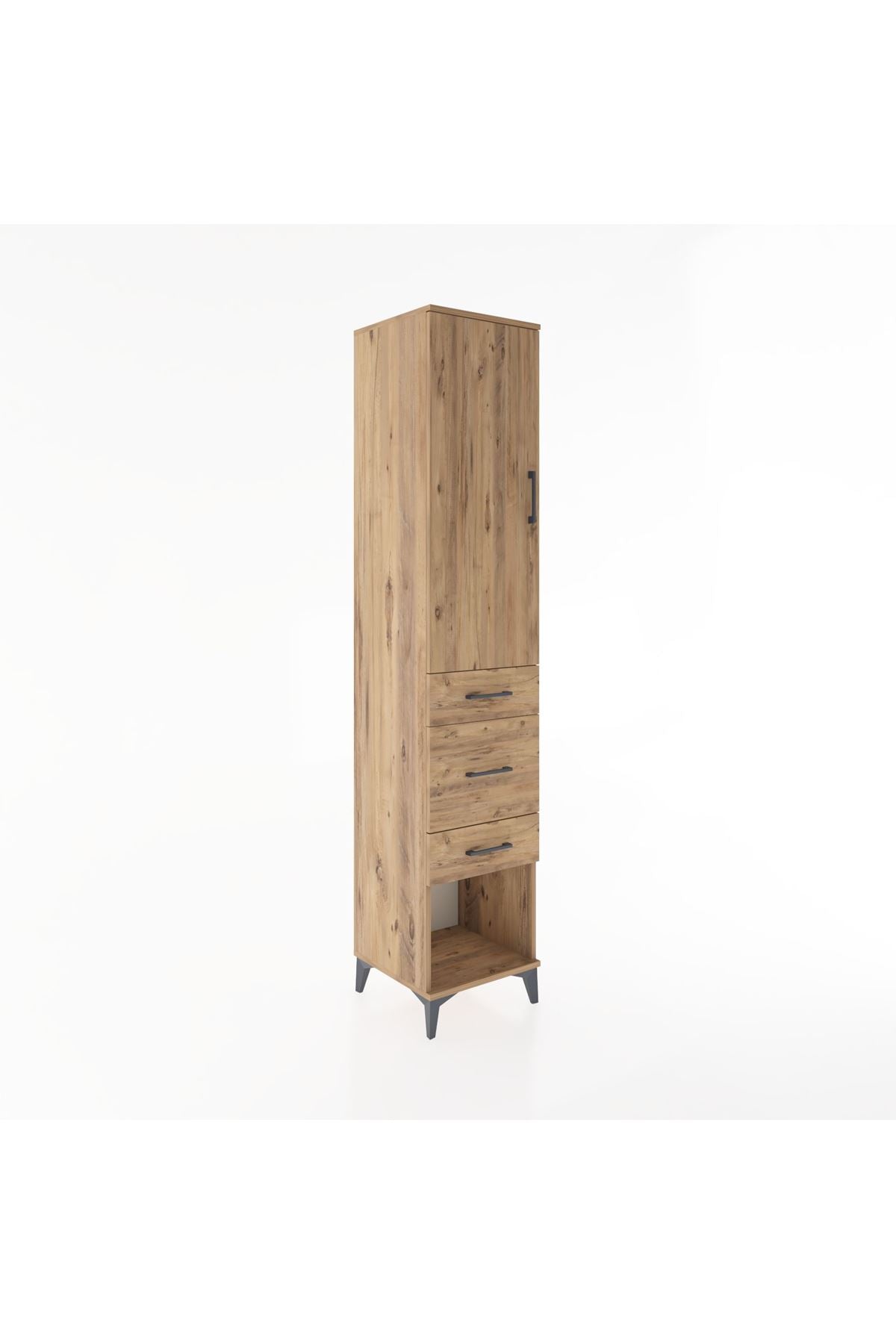 Hyperion Dolap 2 Raflı 3 Çekmeceli Tek Askılı 44x44x221 Çam-Çam