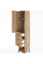 Hyperion Dolap 2 Raflı 3 Çekmeceli Tek Askılı 44x44x221 Çam-Çam