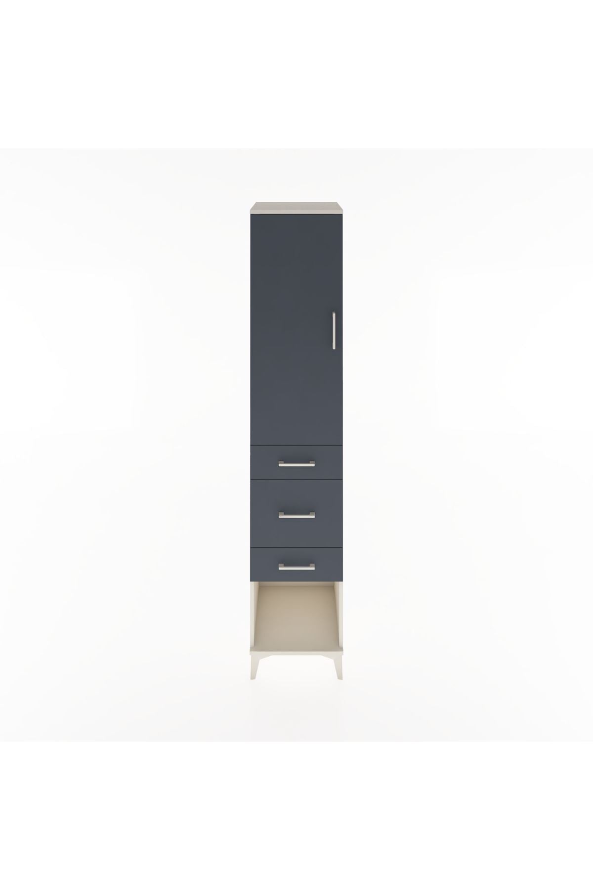 Hyperion Dolap 3 Raflı 3 Çekmeceli Tek Kapaklı 44x44x221 Aytaşı-Antrasit