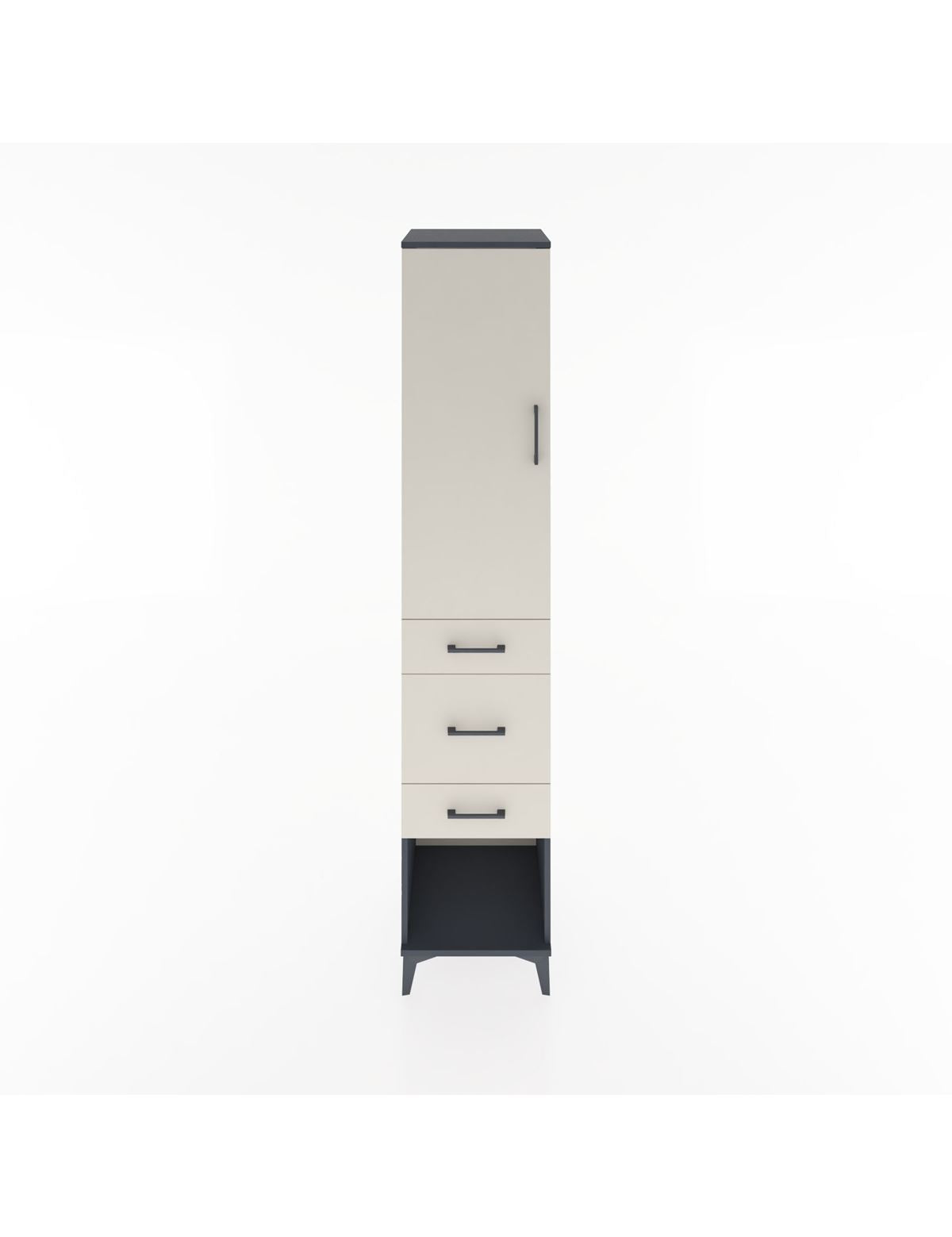 Hyperion Dolap 3 Raflı 3 Çekmeceli Tek Kapaklı 44x44x221 Antrasit-Aytaşı