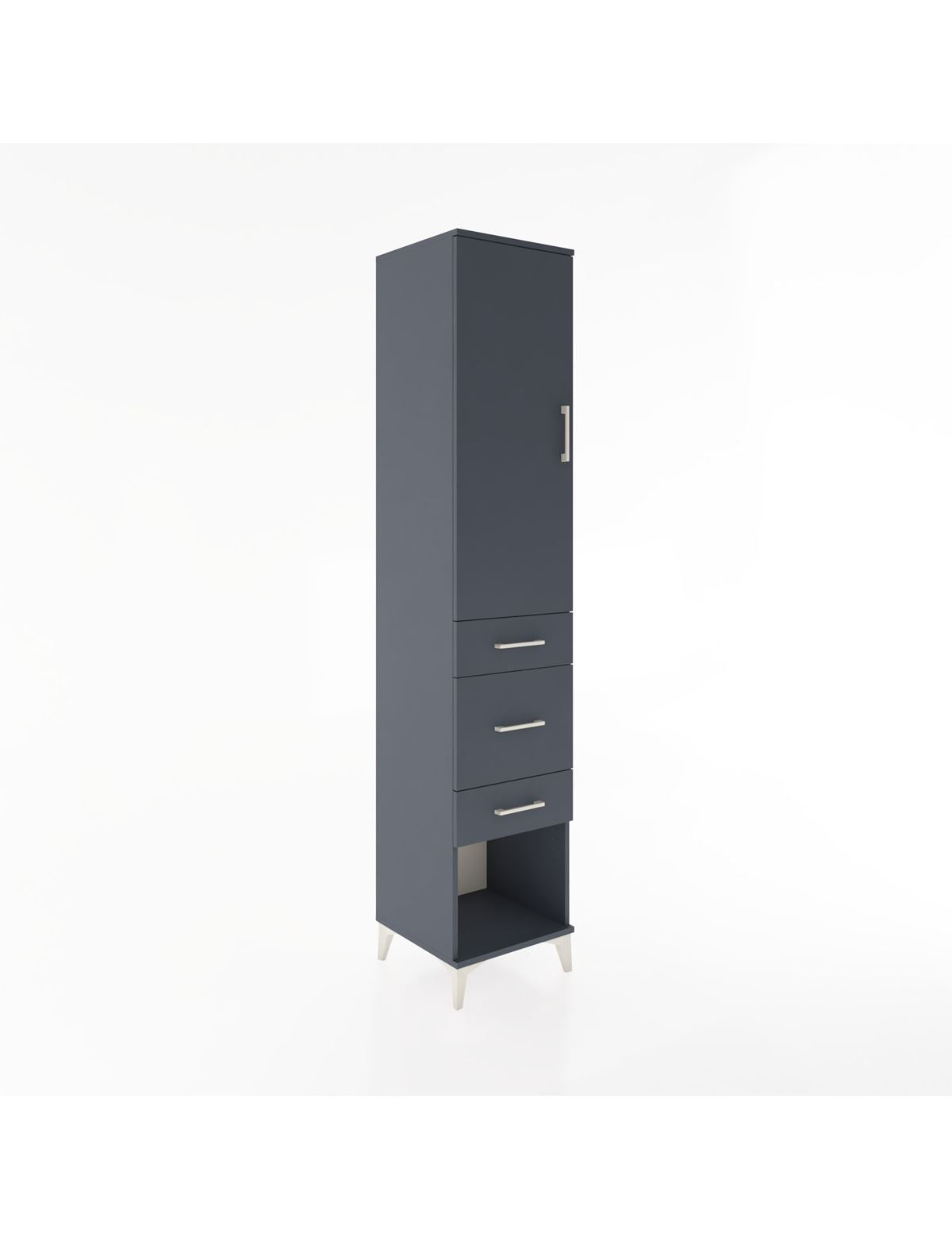 Hyperion Dolap 3 Raflı 3 Çekmeceli Tek Kapaklı 44x44x221 Antrasit-Antrasit