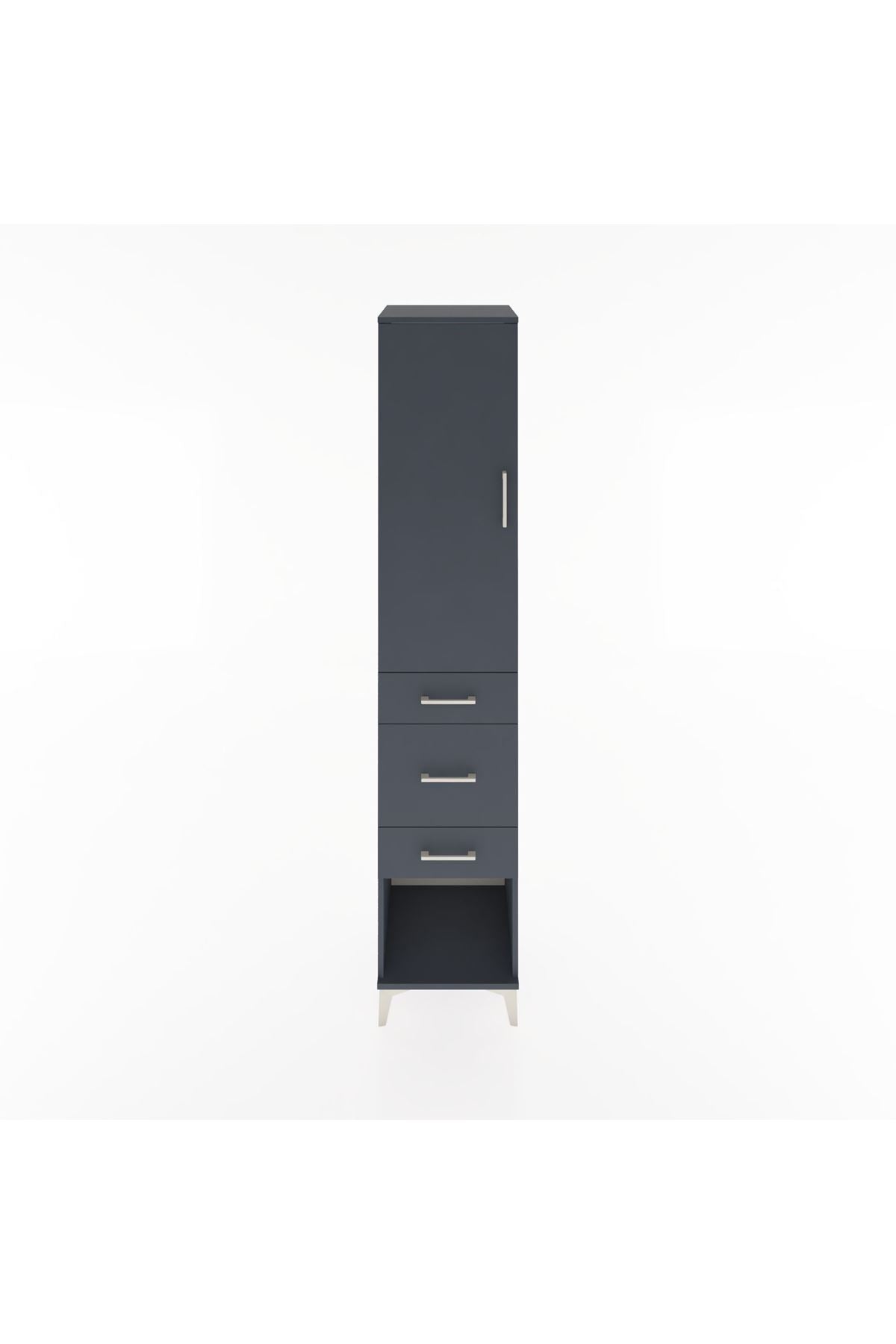 Hyperion Dolap 3 Raflı 3 Çekmeceli Tek Kapaklı 44x44x221 Antrasit-Antrasit